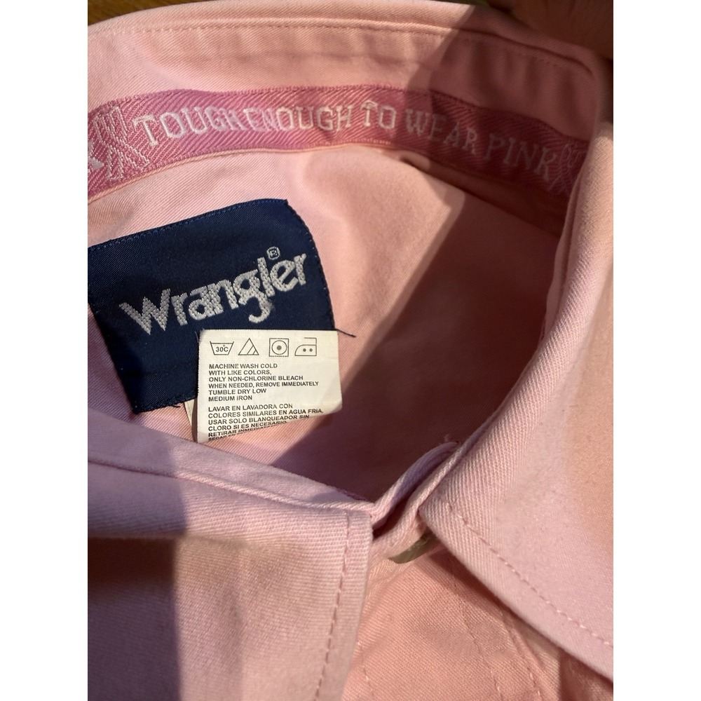 Wrangler "Tough Enough To Wear Pink" Long Sleeve Western Button Up Mens XL Rodeo - Picture 4 of 8
